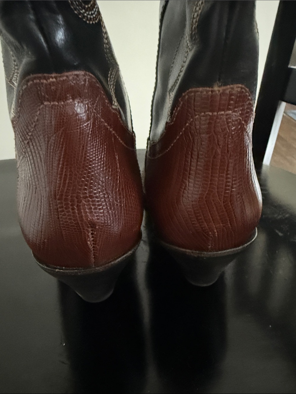 Women’s Leather Brazilian Brown & Black Over Calf Western Cowboy Boots 9 - Picture 3 of 9